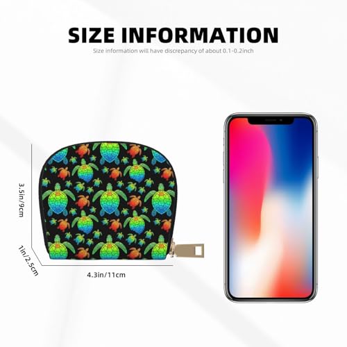 Card Wallet for Women Credit Card Holder Zipper Seashell Wallet Purse for Men (Watercolor Turtle black)3