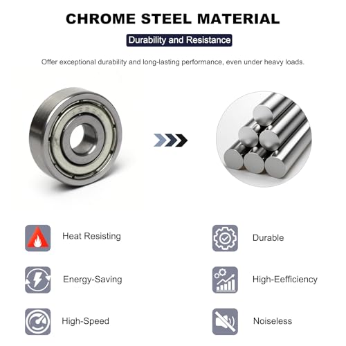 Image of 10 PCS 625-ZZ Double Shielded Ball Bearings 5x16x5 mm, Precision P6 /ABEC 3, High Speed Chrome Steel, Pre-Lubricated for Smooth RPM Performance