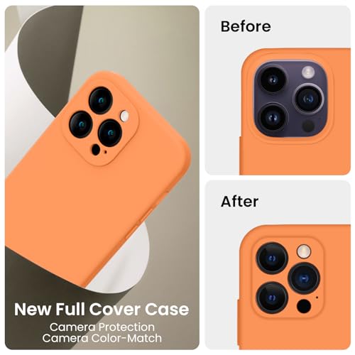 Image of FireNova Designed for iPhone 14 Pro Max Case, Silicone Upgraded [Camera Protection] Case, Soft Anti-Scratch Microfiber Lining Inside, 6.7 inch, Kumquat