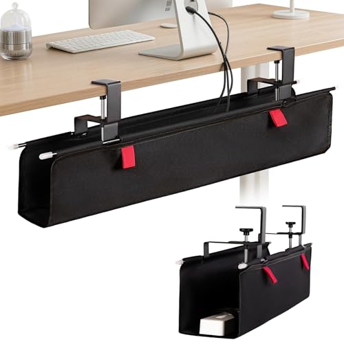 Zimilo Unter dem Flexibe Kabelkanal Schreibtisch, 90cm Ohne Bohren Kabelmanagement Schreibtisch, Stabiles Wasserfestes Kabelwanne mit 16 Kabel, um Kabelsalat effektiv zu vermeiden,...