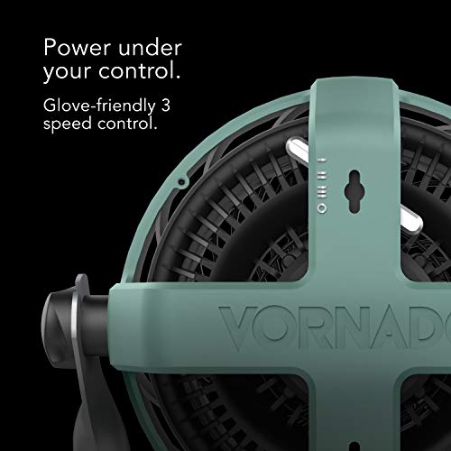 Image of Vornado EXO51 Small Heavy Duty Air Circulator, 3-Speed High Velocity Shop Fan, Dustproof and Water-Resistant, Powerful Motor, Industrial High Impact Case, Whole Room Air Circulator, Green