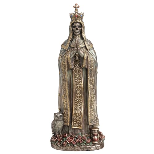 Veronese Design 7 5/8 Inch Crowned Santa Muerte The Mexican Saint of Death Cold Cast Resin Bronze Finish Statue