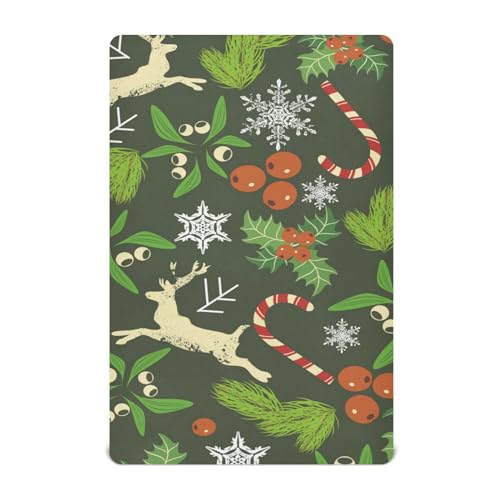 Moudou Christmas Spruce Branches Playard Sheet for Boy Girls, Soft Breathable Fitted Toddler Sheet for Standard Playard Bed Mattress, 39 x 27 x 5 Inch