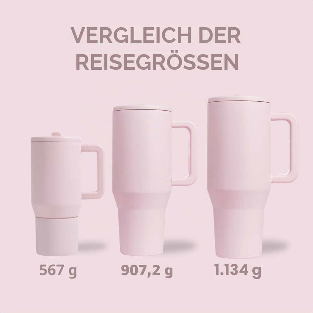 HydroJug Traveler - 946 ml Wasserflasche mit Griff und Klapp-Trinkhalm, passt in Becherhalter, auslaufsicherer Becher, wiederverwendbar, isolierter Edelstahl und Gummiboden, Geschenk für Damen und