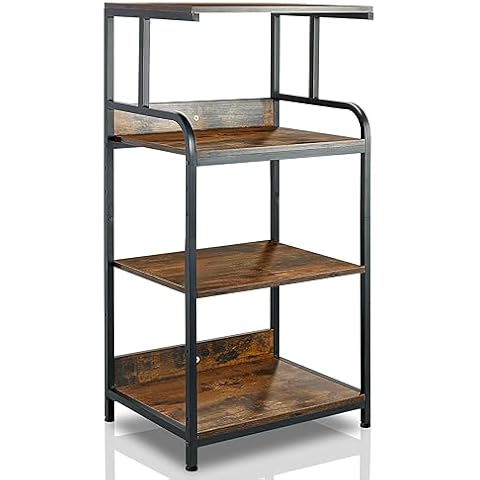 jarrvz 4 Tier Printer Stands, Printer Desk with Wheels, Multipurpose Office and Home Printer Stands, Shelving for Printers or Office for Fax Machines, Scanners, Printer carts for Office Vintage Brown Cover