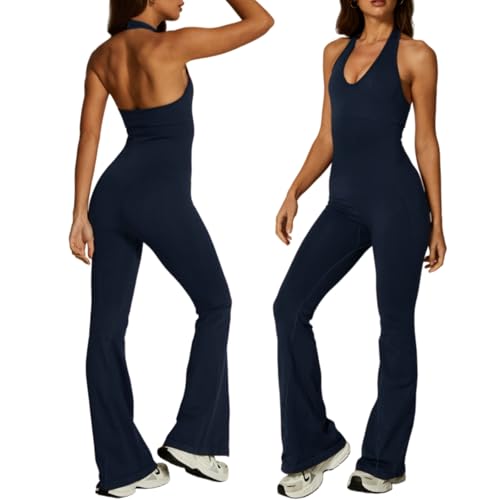 XDSP Damen Sport Jumpsuit Eng Yoga Rückenfreie Padded Overall Bodysuit Ärmellos...