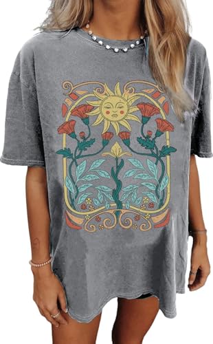 Womens Oversized Tshirt Graphic Tees Summer Casual Short Sleeves Tops Beach Vacation Clothes