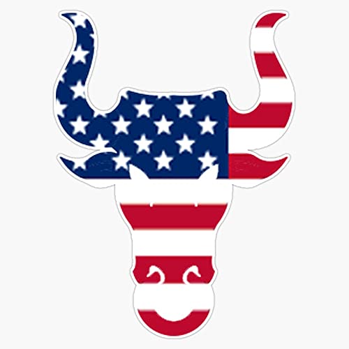 HOF Trading Brahma Bull Head American Flag Vinyl Sticker Waterproof Decal Laptop Wall Window Bumper Sticker 5'