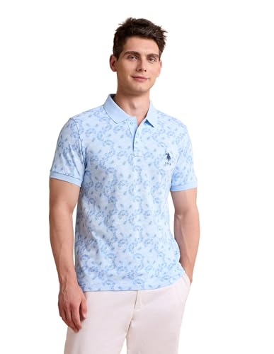 Image of U.S. Polo ASSN. Printed Polo T Shirts for Men - 100% Cotton, Half Sleeves Mens Tshirt