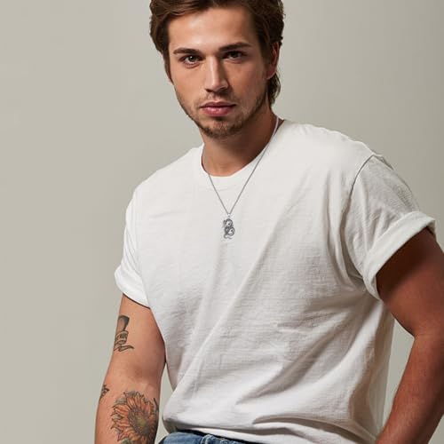 Dragon Necklace for Men 925 Sterling Silver Pendant Necklace Unisex Jewelry Valentine's Day Birthday Gift for Men Women 22+2 Inch Chain3