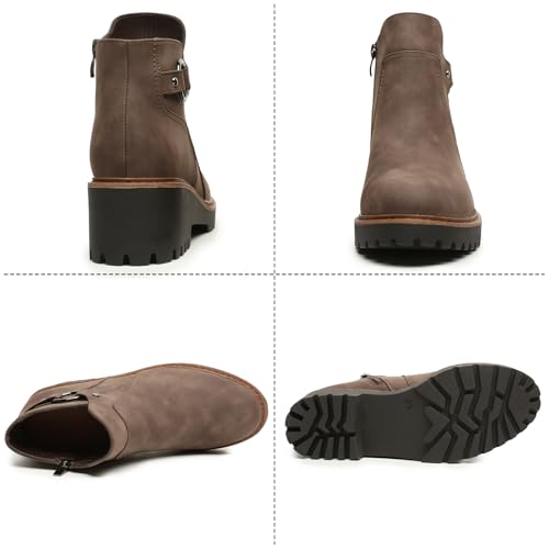 Womens Ankle Boots Chunky Low Heel Short Booties Comfortable Round Toe Dress Fall Boots with Side Zipper2