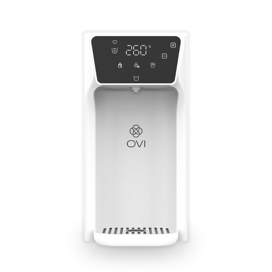OVI E Distributeur d’Eau Chaude 95°C Instantanée – Filtrée 4 Étapes + UV-C – Sans Raccordement, Plug & Play – Maison, Bureau, Voyage (Blanc)