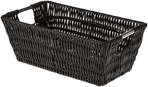 Whitmor 6500-2712-BLK Rattique Small Shelf Black Tote Basket