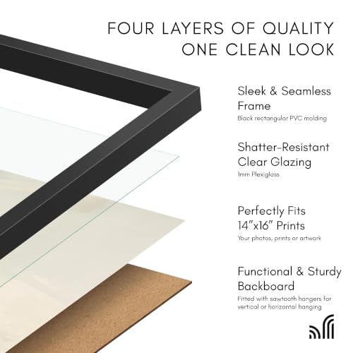 Image of Americanflat Picture Frame - Slim Molding - Black, 14x16 (Pack of 12)