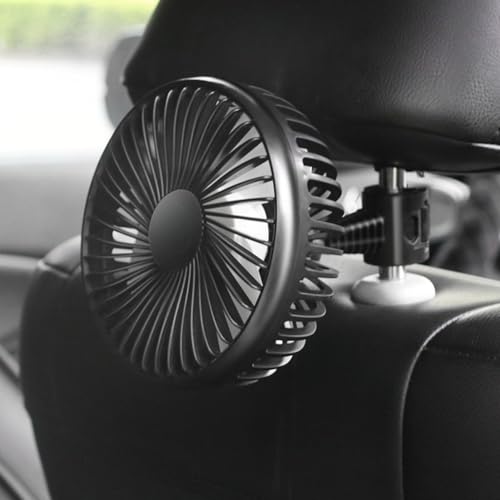 RemixAst Seguridad y comodidad con ventilador de coche con ventosa de 12 V y 24 V alimentado por USB, diseño ligero (tipo respaldo de silla)