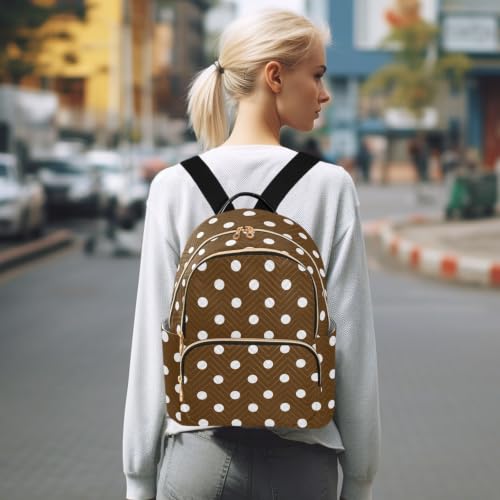 Image of ALAZA Brown Polka Dots Pattern Small Backpack Purse for Women Travel Bag Fashion Daypack Back Pack Shoulder Bag