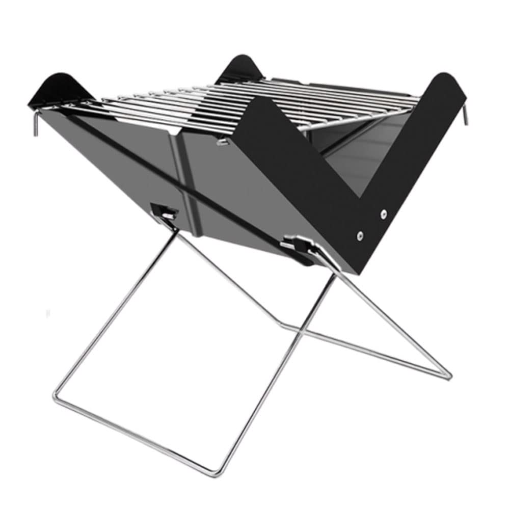 Parrilla De Barbacoa De Carbón Portátil Parrilla Para Acampar BBQ Al Aire Libre Con Rejilla De Cocción Extraíble Plegable Acero Inoxidable Para Jardín, Balcón, Fiesta De Campamento Los 30X26,5X30cm