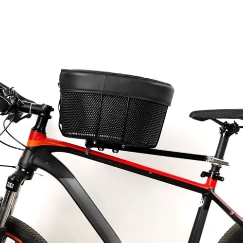 Fiyyugaポータブル犬用自転車バスケット、ペット用品、ホルダー、自転車のフロントクロスバー用、スポンジライニング、安全ベルト付き、組み立て簡単、耐久性 (マウンテンバイクの取り付け)