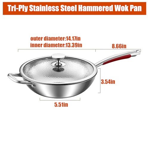 Wok rectangular con superficie martillada y tapa, 14.17 in miniatura 3