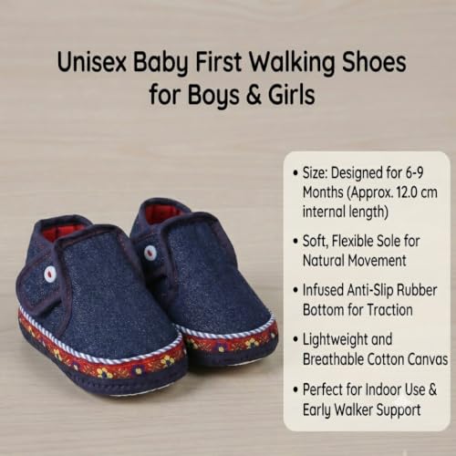 Image of Butterthief Unisex Baby Prewalking Shoes for Newborn Boys & Girls | Soft Sole Infant Bootie with Anti-Slip Bottom | Lightweight Cotton Footwear Early Walker Shoes (6-9 Months, 12 CM)
