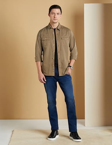 Image of Symbol Premium Men Long Sleeve Casual Washed Cotton Twill Shirt (Regular Fit)