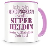 Samunshi® Ich bin Reinigungskraft Tasse Beruf Geschenk Kaffeetasse Teetasse Kaffeepott Kaffeebecher Becher 300ml rosa