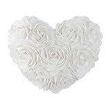 JWH Valentines Day Pillow Cover Aesthetic Decorative 3D Flower Throw Pillow Heart Accent Pillow Case