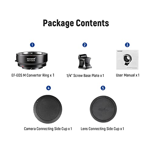 Neewer Ef To Eos M Mount Adapter, Ef/Ef-S Lens To Eos M Camera Autofocus Converter Ring With Removable Tripod Mount, Compatible With Canon Eos M M2 M3 M5 M6 M6 Mark Ii M10 M50 M50 Mark Ii M100 M200 #TOP7