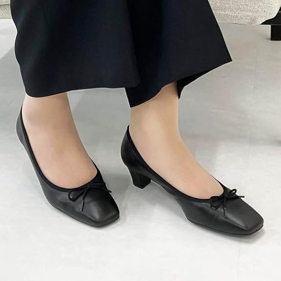 新品！リズ ラフィーネ スクエア　レザーリボン　コンフォートパンプス Amazon | [リズ ラフィーネ] WEB限定 スクエアトゥリボンパンプス