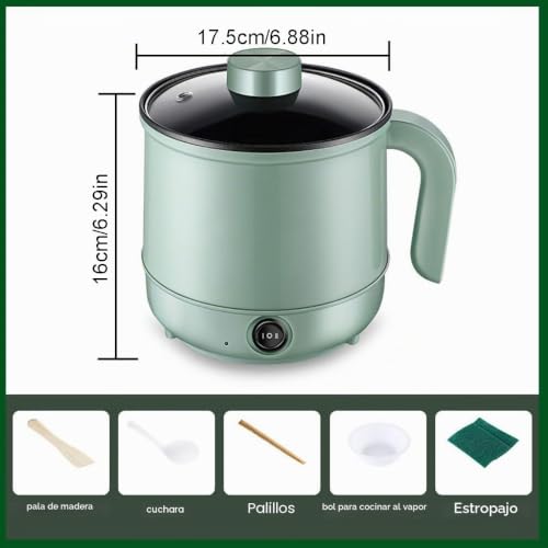 Miniatura 2 de Ollas Eléctricas De 1,7 L, Cocina Portátil De Viaje, Cocina Eléctrica, Sartén Antiadherente Para El Hogar, Olla Rápida De Fideos Olla Verde