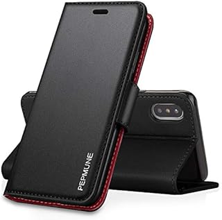 Pepmune Compatible with iPhone XR Case Premium PU Leather Wallet Case Flip with Cash and Card Slots Magnetic Stand Phone Case Cover for iPhone XR,Black