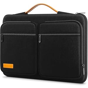 MCHENG Laptoptasche 14 Zoll Rundum-Schutz Laptophülle mit Ausziehbarem Griff & Zubehörtaschen für Ladegerät/Maus, wasserabweisende Laptop Tasche für MacBook Pro 14, Schwarz
