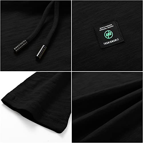 Aiyino Men's Long Sleeve Athletic Hoodies Sport Sweatshirt Solid Color Fashion Pullover L Black #TOP5