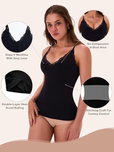 Image of EUYZOU Womens Tummy Control Shapewear Tank Tops Seamless V-Neck Compression Tank Tops Body Shaper Camisole