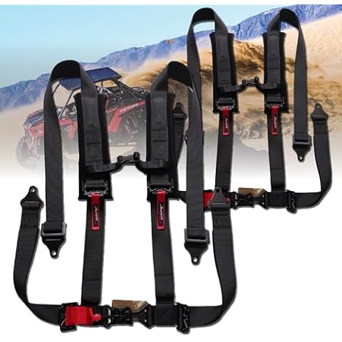 AAAA Aces Racing 4 Point Harness H Style (Pair) - Black 2 Inch Padding Latch and Link Sewn in Cover