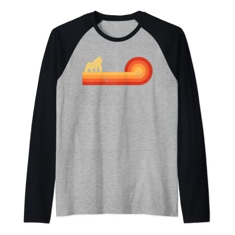 Gorilla Retro Vintage 60s 70s Sunset Ape Mammal Zoo Animal Raglan Baseball Tee Cover