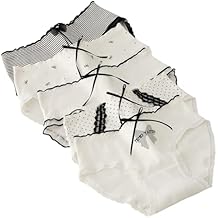 Womens Underwear Cotton Panties Plaid Striped Bow Knot Polka Dot Lolita Lace Ruffled Cute Kawaii Japanese Underwear 5 Pack