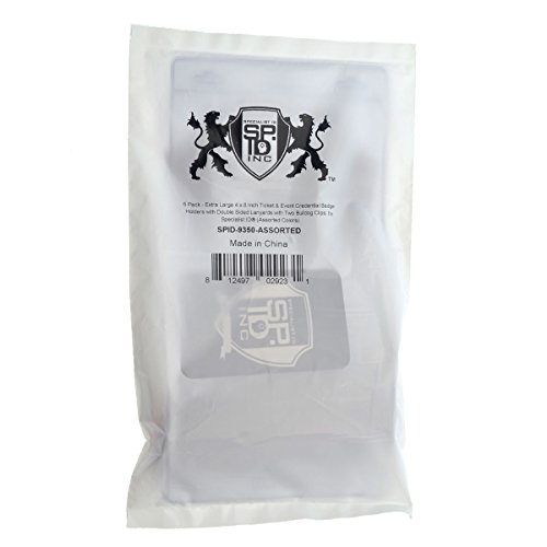 5 Pack - Extra Large 4 X 8 Inch Ticket & Event Credential Badge Holders With No Twist Double Sided Lanyards With Two Bulldog Clips, By Specialist Id (Assorted Colors) #TOP5