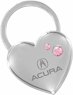 Acura Chrome Heart Keychain Swarovski Pink Crystals Key Ring
