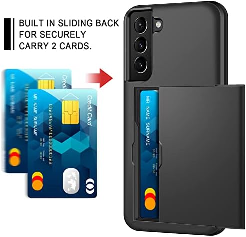 Coolden for Samsung S22 Plus Case Wallet Case Shockproof Case Heavy Duty Protective Case Hard PC Back Soft TPU Bumper Card Holder Wallet Case Cover for Samsung Galaxy S22 Plus Phone Case (Black)