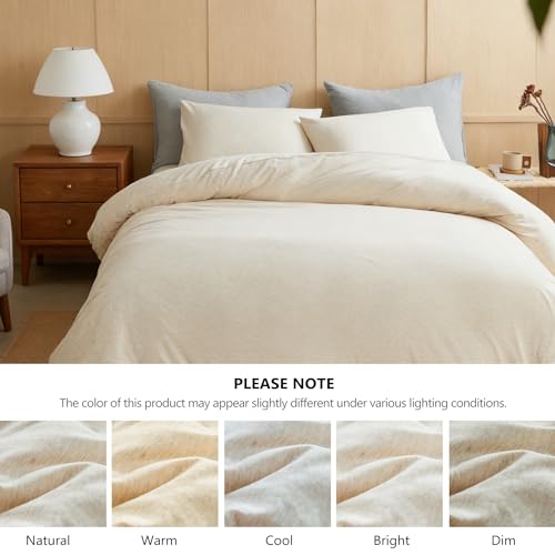 Housse de couette jersey de coton super doux sans repassage lit simple beige