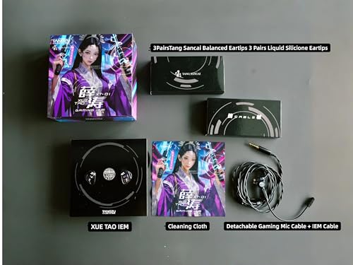 Image of TANGZU Xue Tao Gaming in Ear Monitors, Gaming IEM Earphones, HiFi Wired Earbuds with 10mm Glass Diaphragm Dynamic Driver, Tangle-Free Detachable Mic Cable for Gamer (3.5mm)