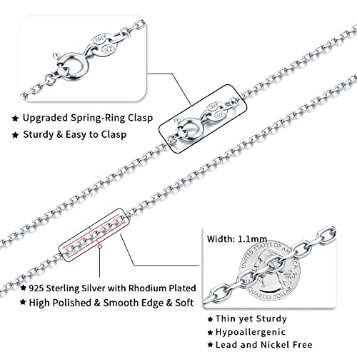 Jewlpire 925 Sterling Silver Chain Necklace Chain For Women 1.1Mm Cable Chain Necklace Upgraded Spring-Ring Clasp thumb #2