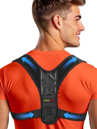 LERAMED Posture Corrector for Men & Women – Adjustable Figure-8 Back Brace for Rounded Shoulders & Upper Back Support – Breathable & Invisible Under Shirts – Desk Job & Computer Work – All-Day Brace