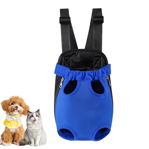 Hunde Rucksack für 1.1-2.3kg, Verstellbare Welpen Haustier Rucksack Hund Tragetasche, Camping und Reisen, Schultertasche für kleine und mittelgroße Hunde, Katzen, Kaninchen (Blau, S)