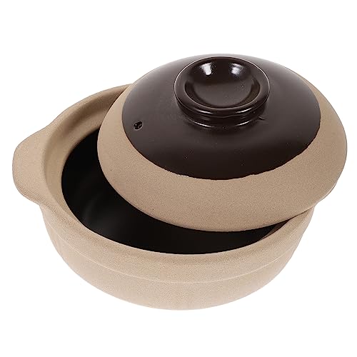 Cabilock Cazuela De Barro Tradicional 750 Ml Sin Esmalte Resistente Al Calor Para Cocina Doméstica a Gas Multifuncional Para Arroz, Estofado y Sopas