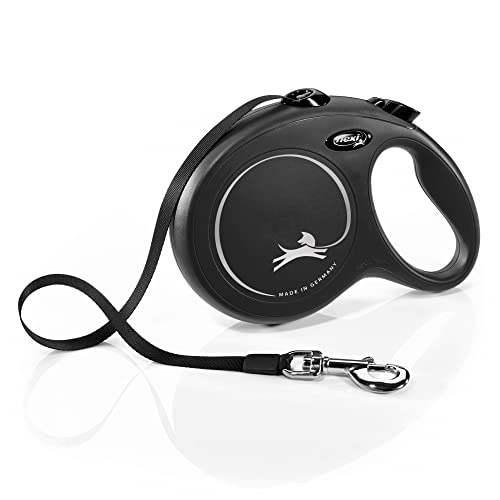 flexi Nouvelle sangle Classic en L de 8 m, noire, pour chiens pesant jusqu'à 50 kg