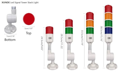 LED Warning Lights XUNDE Multi-Layer Industrial Signal Light 3 Colors Alarm Lamp Machine Equipment Indicator Lights, Sound and Light Alarms, 24V DC (3-Layer) by XUNDE - Used condition - Image 4