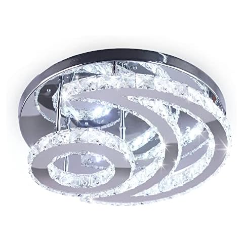 CXGLEAMING Kristall Kronleuchter LED Deckenleuchte Wohnzimmer Deckenlampe Schlafzimmer Kronleuchter Moderner Kronleuchter Kristall Pendelleuchte Mond Hängelampe Esstisch Badezimmer Lampe Decke Flur Cover