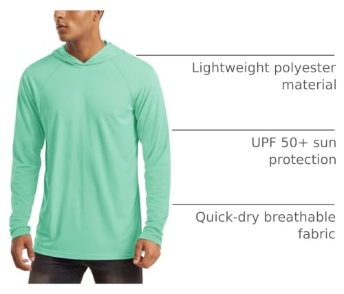 Image of MAGCOMSEN Men's Hooded UPF 50+ Sun Protection T Shirts Long Sleeve Athletic Fishing Shirts Rash Guards